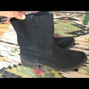 Women’s Suede Leather Navy Ankle Boots Sz 10